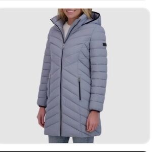 DKNY Women's Red with  Black trim Walker Coat